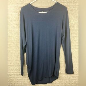 ATHLETA Black Modal Blend Assymetrical Long Sleeve Super Soft Jersey Size Medium